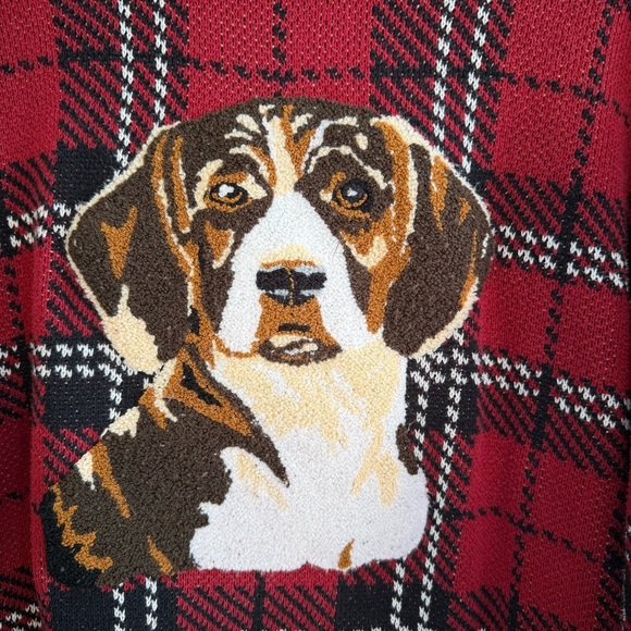 Urban Outfitters Oversized Red Tartan Dog Crewneck Sweater, Size S - Picture 3 of 7